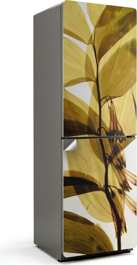 Transparente Blätter und Blüten – Kühlschrank Aufkleber – Klebefolie Kühlschrank – Kühlschrank Nachbildung – Kühlschrankfolie selbstk...
