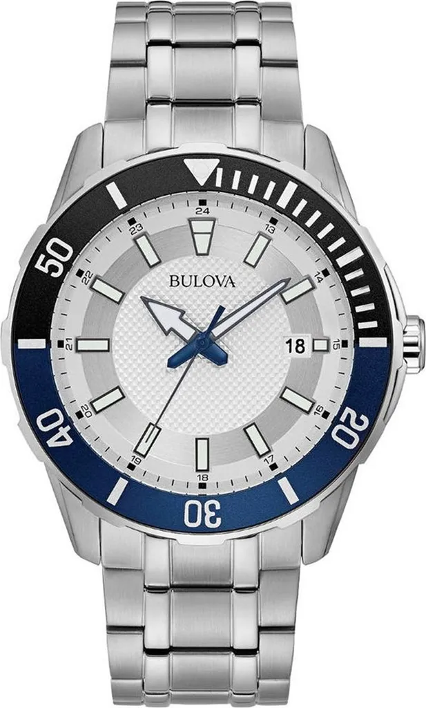 Montre Homme Étanche 100m Cadran Blanc Acier - Bulova 98B349 Diver