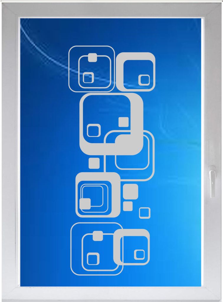 INDIGOS UG - Wohnzimmer Retro Cubes Quadrate - Farbe: silberfein satiniert - 60x23 cm - Sichtschutzfolie - Fensterfolie - Glasdekorfolie - für die...