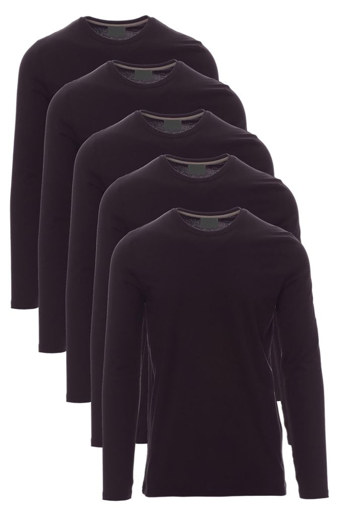 Mivaro Herren 5er Pack Langarmshirts Schwarz - 100% Produktbild 