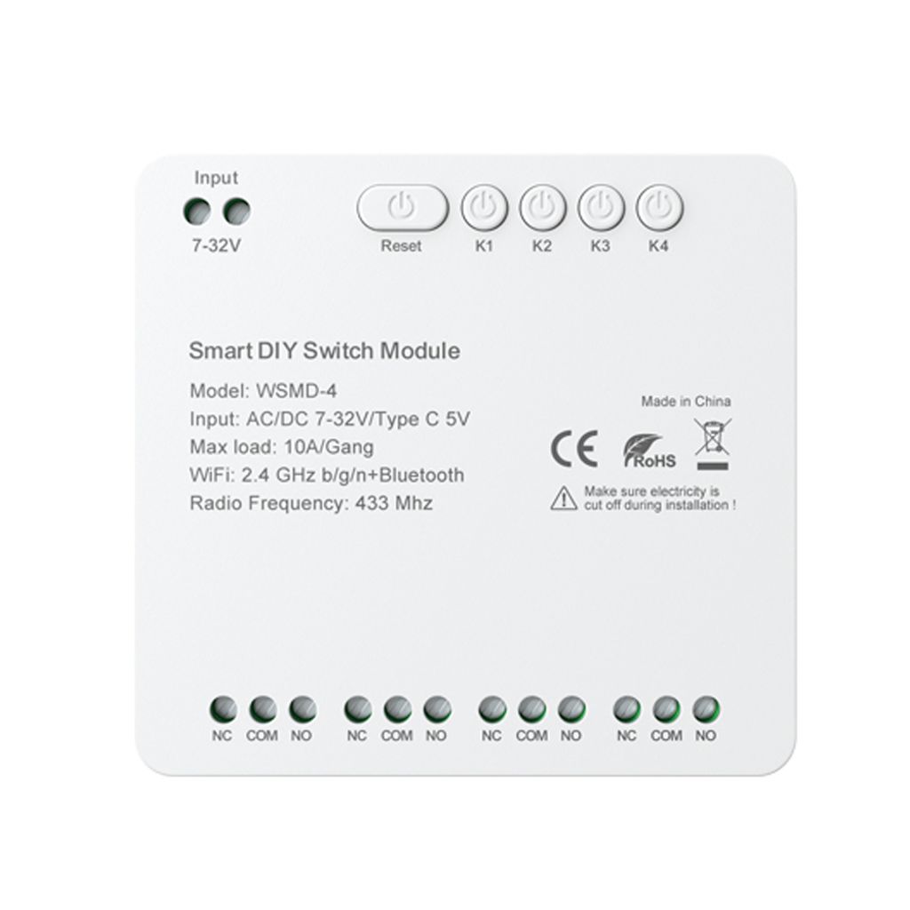 Intelligentes Tuya-WiFi-Schaltermodul, kompakte Zeitsteuerung fuer zu Hause, Sprachsteuerung, kabellose APP-Fernbedienung, 4-Kanal-Schaltermodul, k...