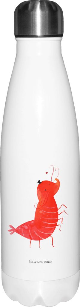 Mr. & Mrs. Panda Thermos Garnele Franzose - Weiß - Geschenk, isolierflaschen, trinkflaschen, Trinkflasche, Wasserflasche, Getränkeflasche, Thermo...
