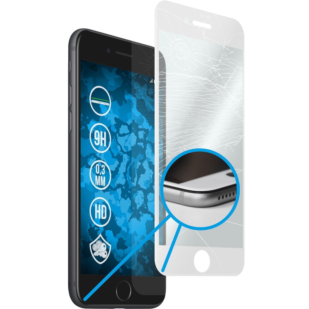 1er-Pack PhoneNatic Glas-Folie klar full-screen mit abgerundeten Ecken weiß kompatibel mit Apple iPhone 7 / 8 / SE 2020 - Panzerglas für iPhone 7...