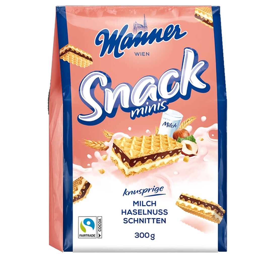 Manner Snack Minis oplatky s mléčnou oříškovou náplní 300g Obrázek produktu 