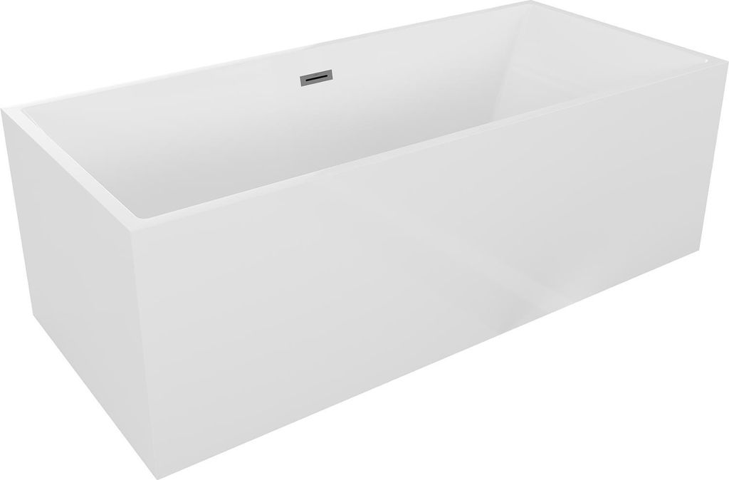 Mexen Vigo freistehende Badewanne 178,5 x 80 cm, weiß, Überlauf Gun Metal - 51251788000-95