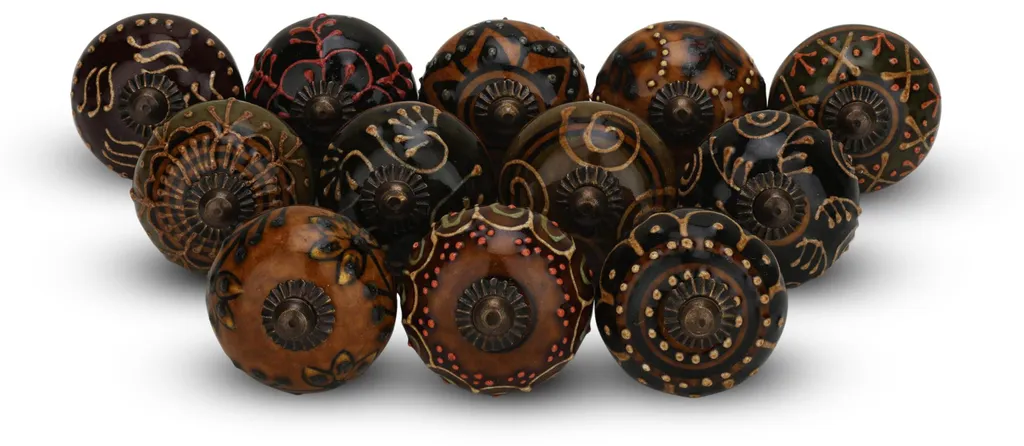 Lot de 12 boutons en céramique peints à la main pour tiroir de meuble