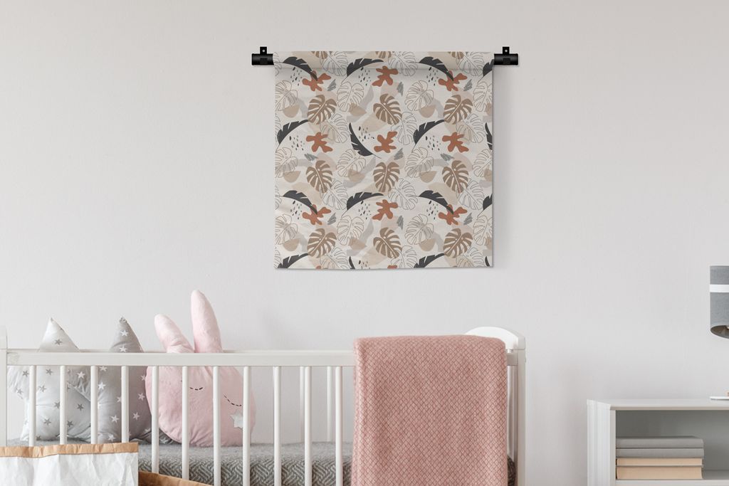 MuchoWow Wandteppich Wandbehang Sommer - Blätter - Abstrakt 60x60 cm Tapisserie Dekoration Wandtuch - Dekorationen - Wand Decke