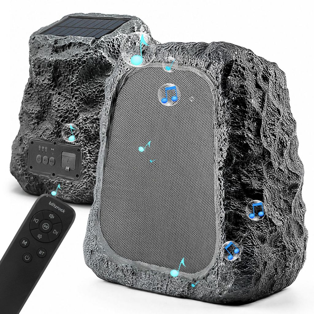 BlitzRock Solar Gartenlautsprecher 2er Set 30W (60W Stereo) Produktbild 