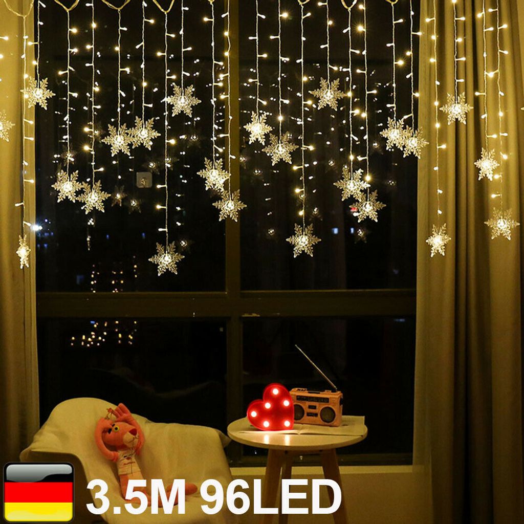 LED Lichterkette Sterne Lichtervorhang Beleuchtung Xmas Fenster Weihnachts Party 
