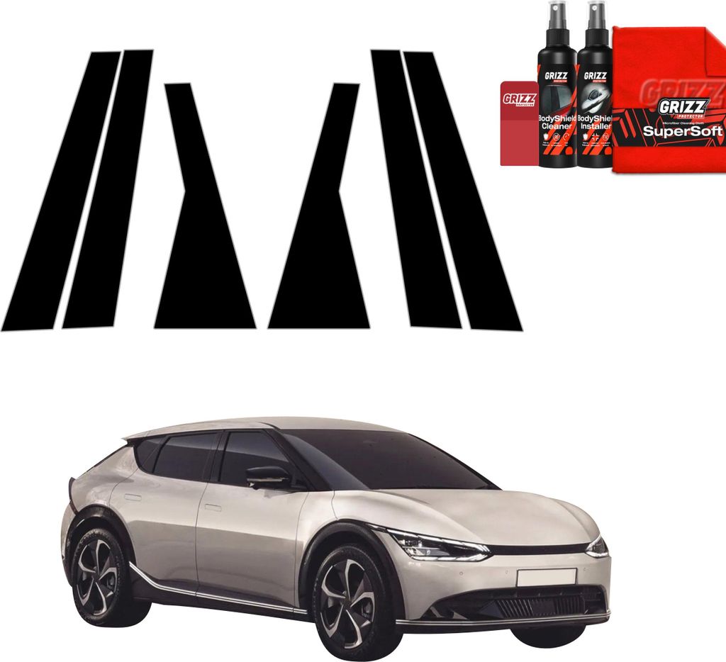 6in1 Schwarze Grizz Protector schutzfolie für B-C-Säule - Kia EV6 (2025-2026)