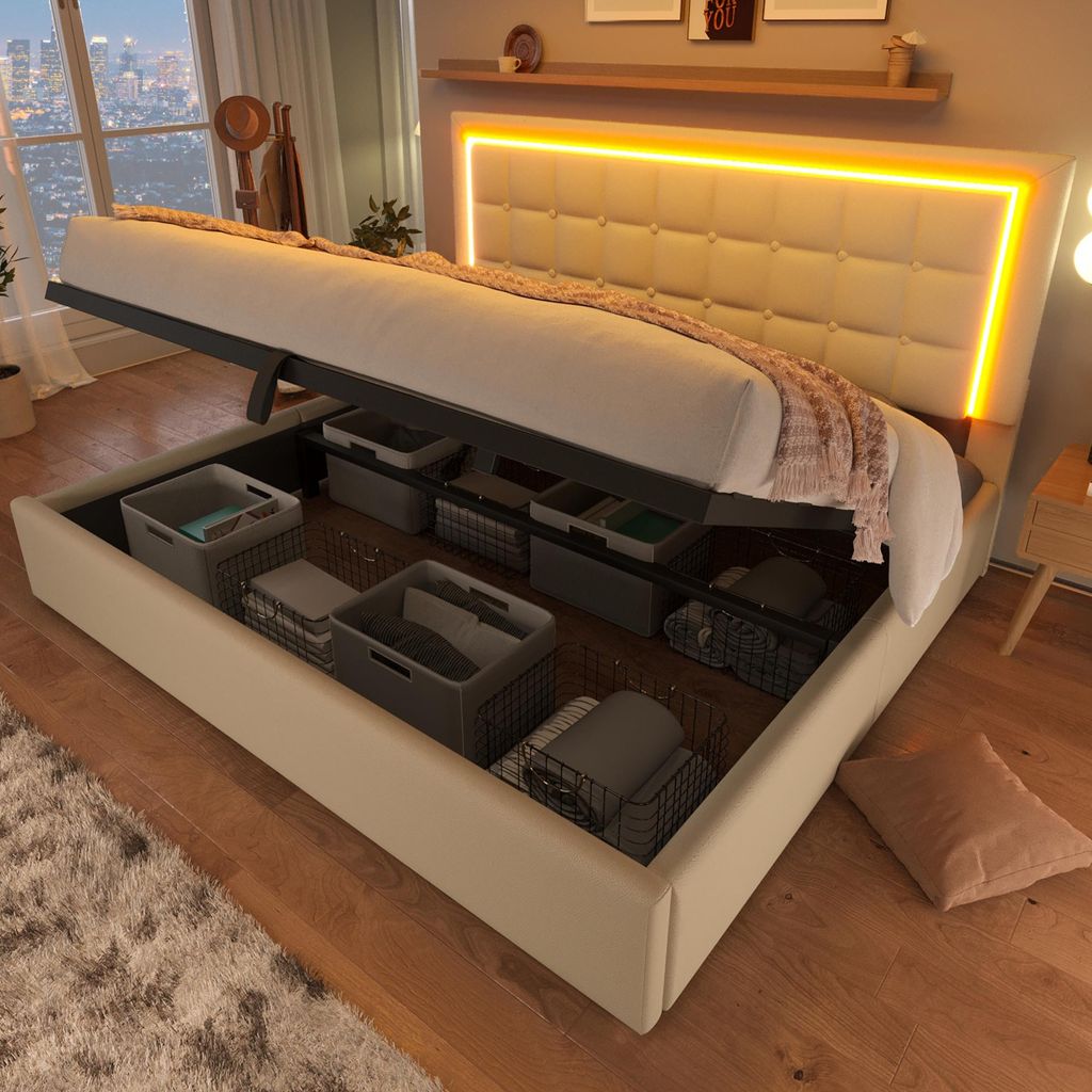 Letto imbottito Flieks 160x200cm con rete a doghe e Immagine del prodotto 