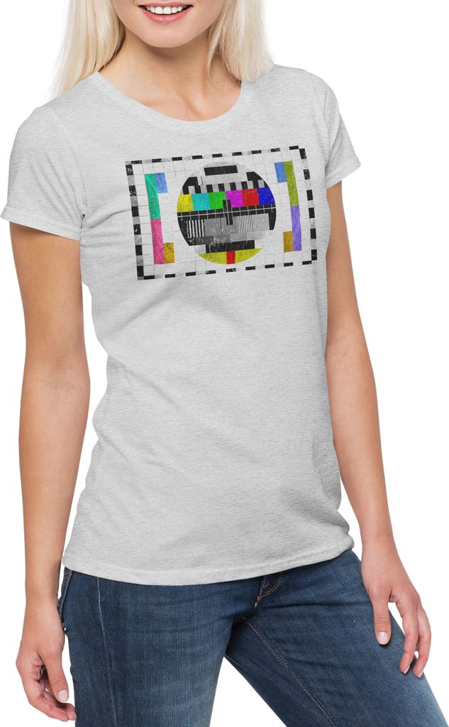 Urban Backwoods Test Picture Vintage III, Damen T-Shirt, Farbe: Hellgrau, Größe: M