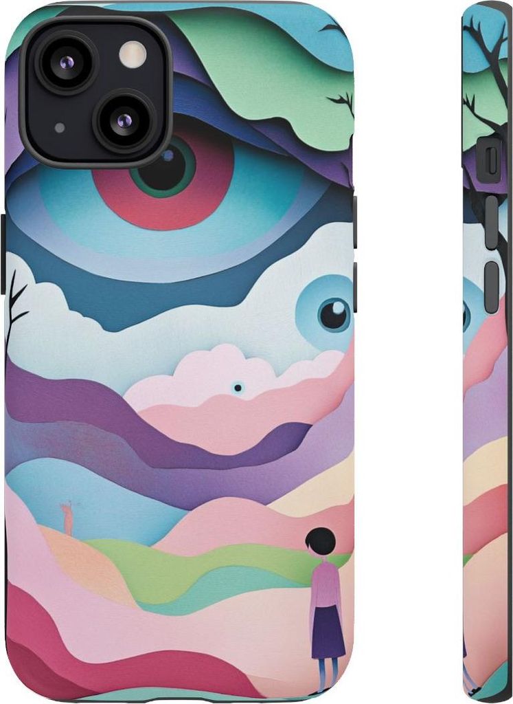 Surreale Augenlandschaft mit Figur – Handyhülle Kompatibel mit iPhone 13