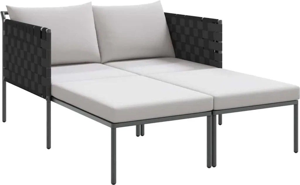 Chaise longue de jardin en acier vidaXL avec matelas moelleux