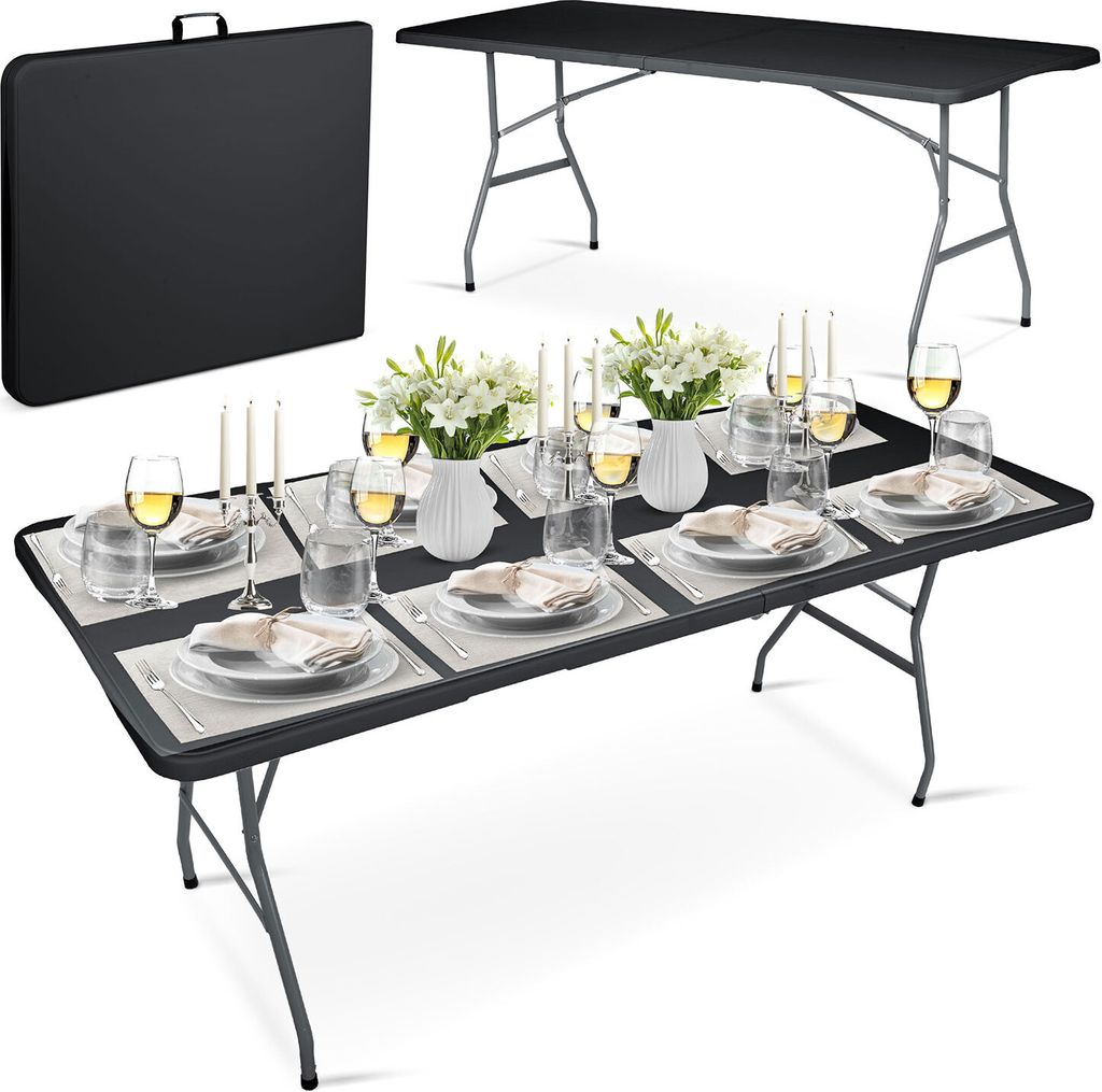 Klappbarer Garten-Gastronomietisch 180 cm Plonos schwarz