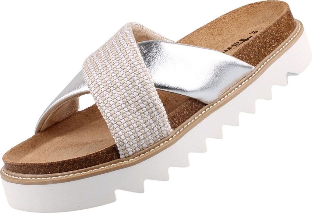 Tamaris Damen Pantolette silber kombi