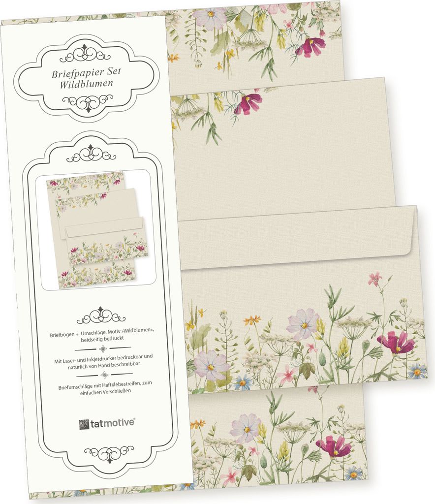 TATMOTIVE Wildblumen 25 Sets Briefpapier mit Umschläge, Produktbild 1
