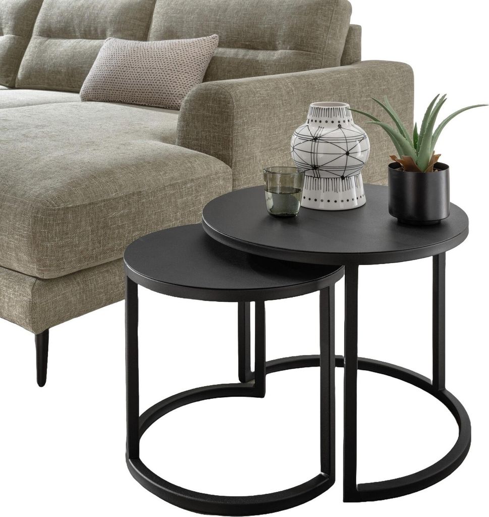 Beistelltisch 2er Set Schwarz 50 x 50 x 43 cm