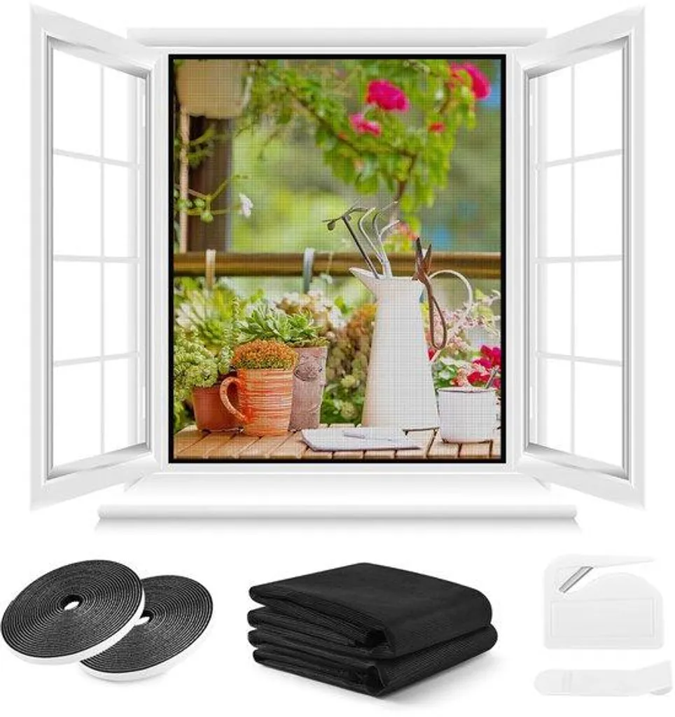 Moustiquaire recoupable 150x250 noire renforcée pour porte et fenêtre