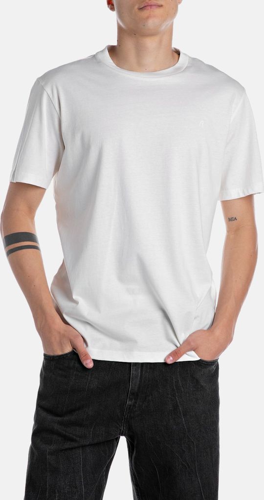 Replay Brust-Logo T-Shirt, Weiß L