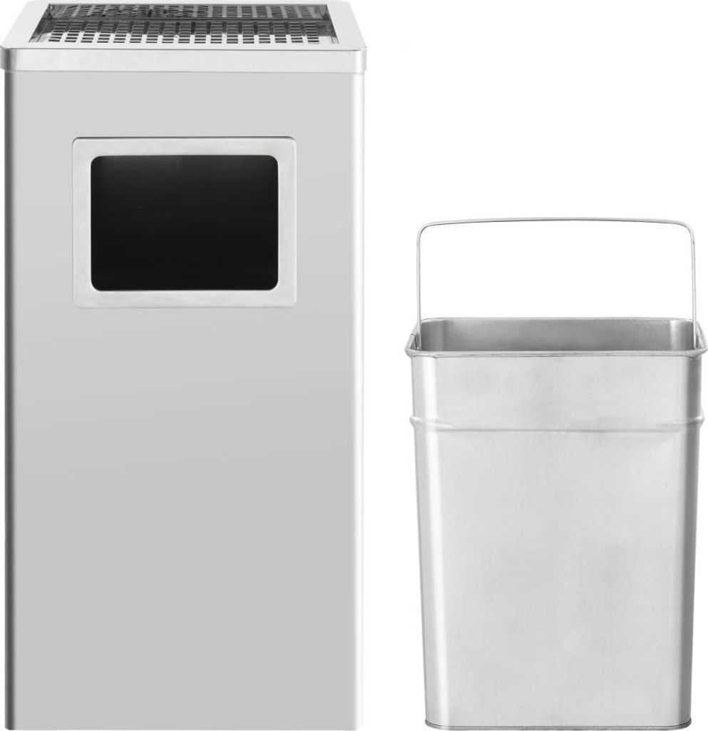 vidaXL Mülleimer mit Aschenbecher Hotel 45 L Edelstahl