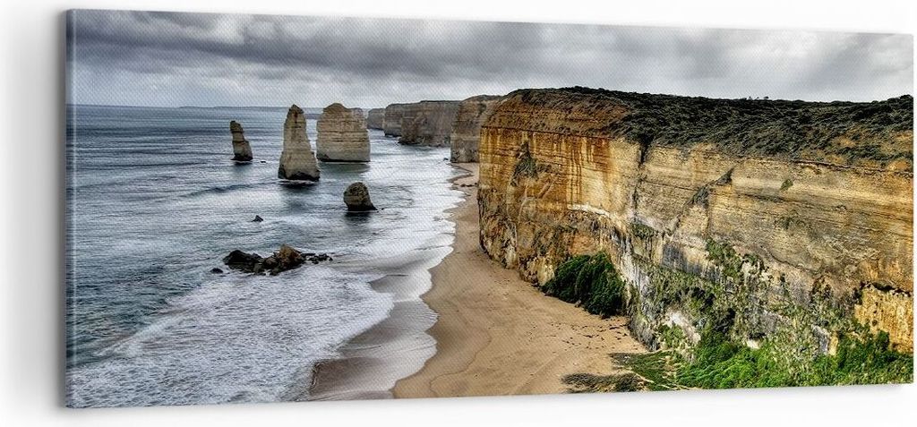 Bild auf Leinwand - Leinwandbild - Strand Ozean Landschaft - 100x40cm - Wand Bild - Wanddeko - Leinwanddruck - Bilder - Kunstdruck - Wanddekoration...
