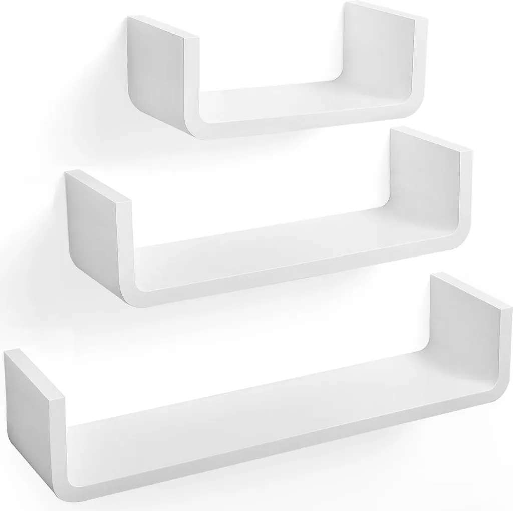Lot de 3 étagères en forme de U blanc pour rangement mural élégant
