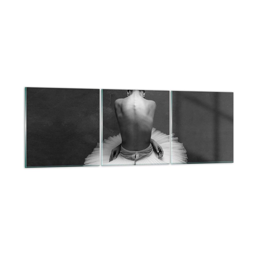 Bilder auf glas - 3 Teile - Ballerina Rücken Stück - 120x40cm - Glasbilder - Wandbilder - Bilder - zum Aufhängen bereit - Wanddekoration aus Gla...