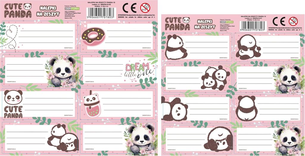 Panda Notizbuch Aufkleber 10 Derform