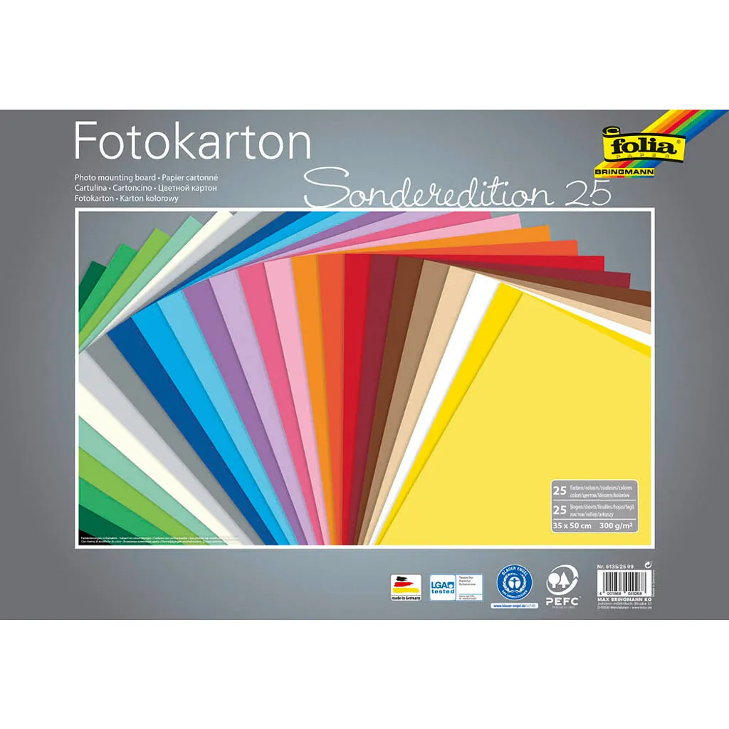 Folia Cartoncini 300g per Bambini e Hobby: 25 Colori 35x50 cm