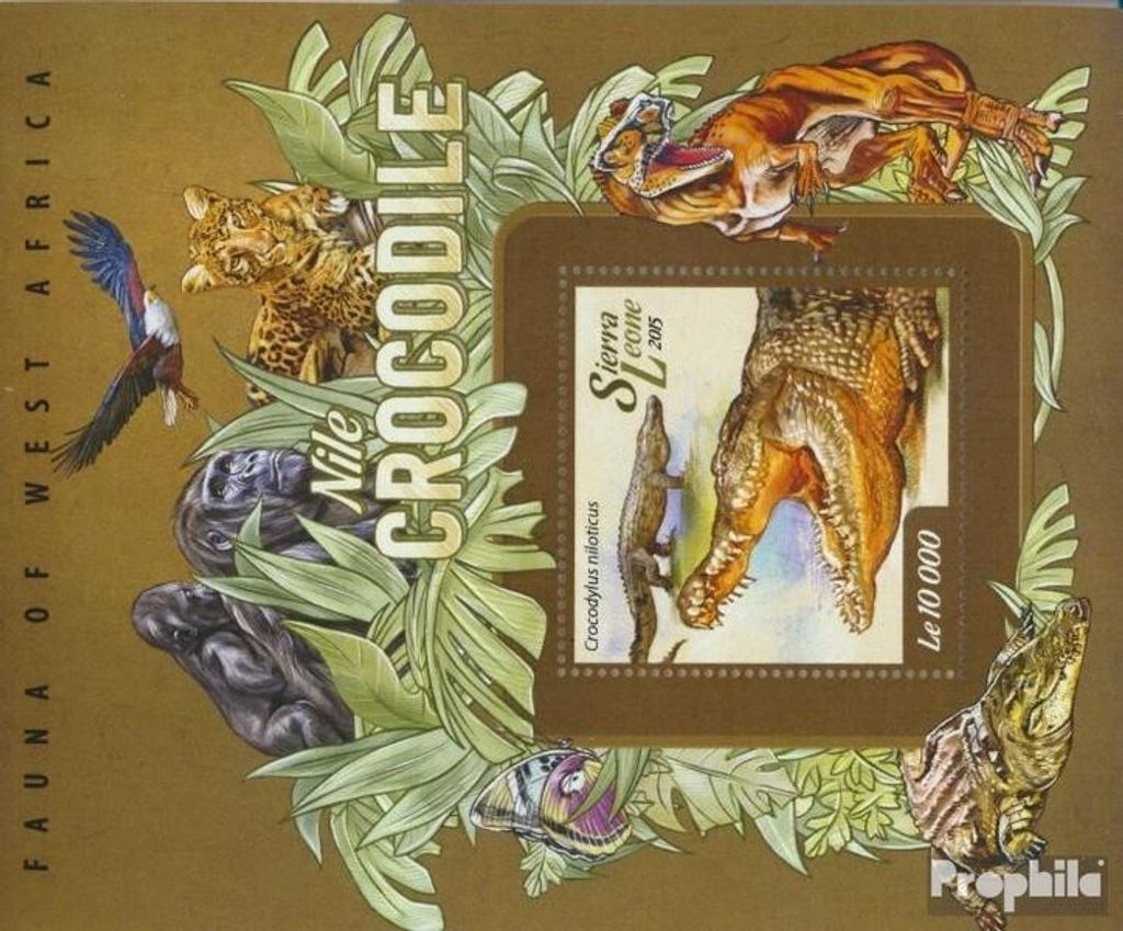 Briefmarken Sierra Leone 2015 Mi Block 722 (kompl. Ausg.) postfrisch Krokodil