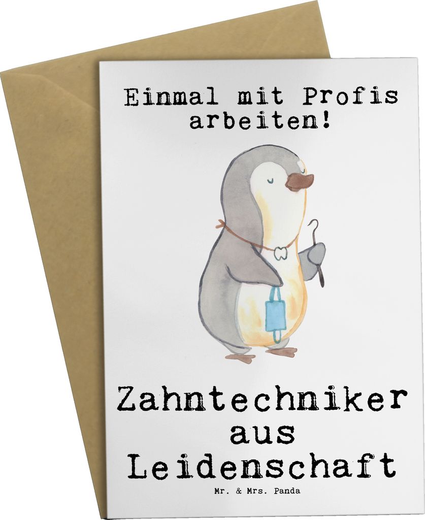 Mr. & Mrs. Panda Glückwunschkarte Zahntechniker Leidenschaft - Weiß - Geschenk, Grußkarte, dankeskarten, osterkarte, hochzeitskarten, weihnachts...