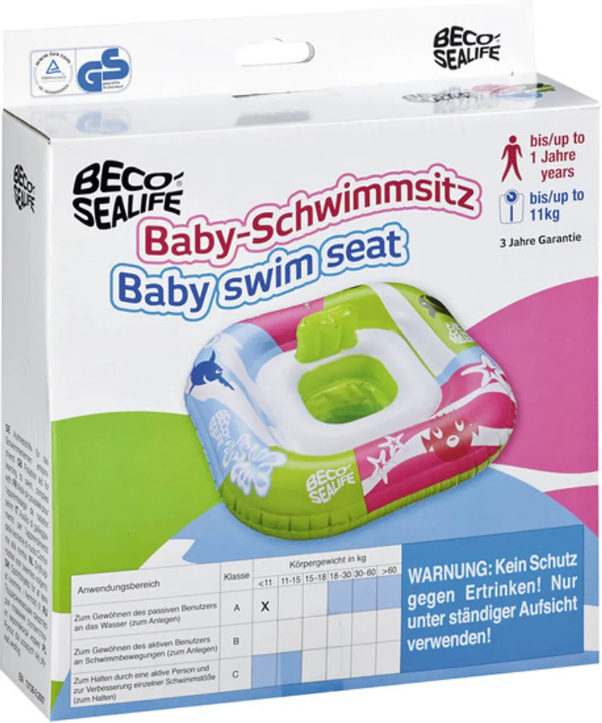 Siège de flottaison piscine BECO Sealife pour l'éveil de bébé
