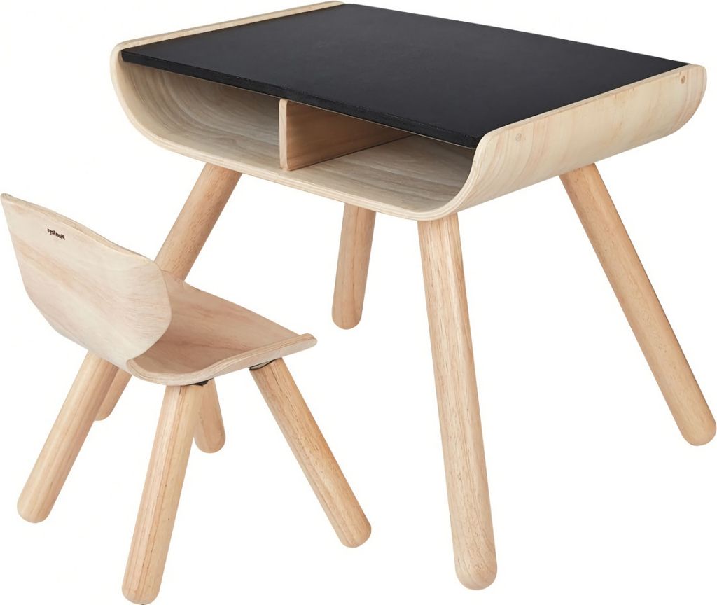 PlanToys Holzspielzeug Tisch & Stuhl - Schwarz
