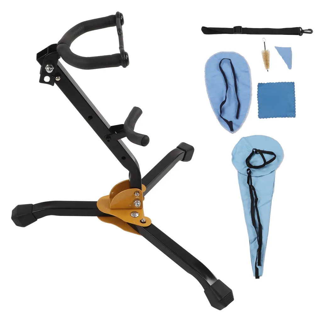 Support saxophone alto en acier noir robuste et kit écouvillon pro