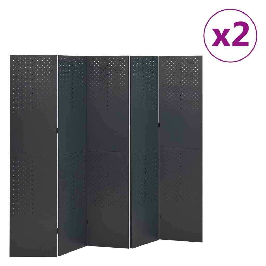 5-tlg. Raumteiler 2 Stk. Anthrazit 200x180 cm Stahl
