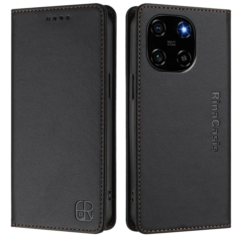 Cover Blackview P6 Cover a portafoglio Custodia a libro Flip Case Flip Wallet Cover Slim Flip con porta carta di credito nero