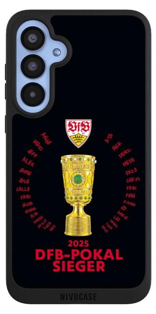 NIVOCASE Handyhülle für Samsung Galaxy A55 5G Hülle NIVOpure Case Schwarz Offizielles Lizenzprodukt Pokal VfB Stuttgart