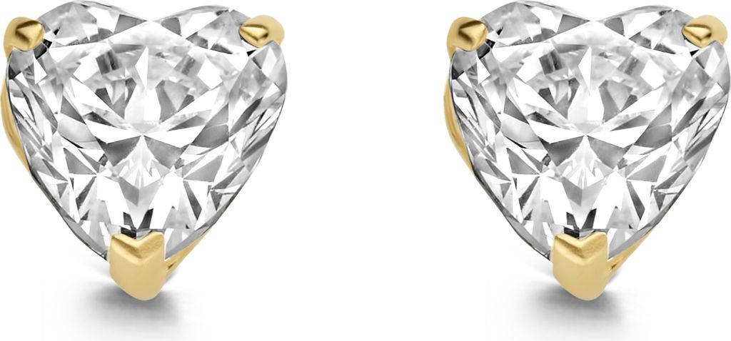 New Bling 9NBG-0212 Gouden Oorknopjes - Dames - Zirkonia - Hartje - 6 mm - 14 Karaat - Goud