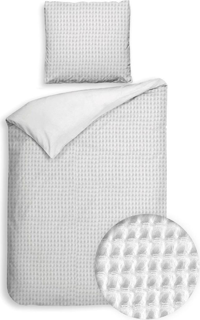 Heckett and Lane Vafala Bettwäsche 155 Super White Bettwäsche 1 x Bettbezug 155x220 + 1 x Kopfkissenbezug 80x80 Super-White Uni weiß