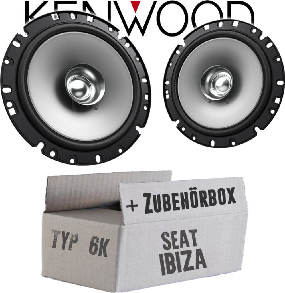 Lautsprecher Boxen Kenwood KFC-S1756 - 16,5cm Koax Auto Einbauzubehör - Einbauset passend für Seat Ibiza 6K Front - justSOUND
