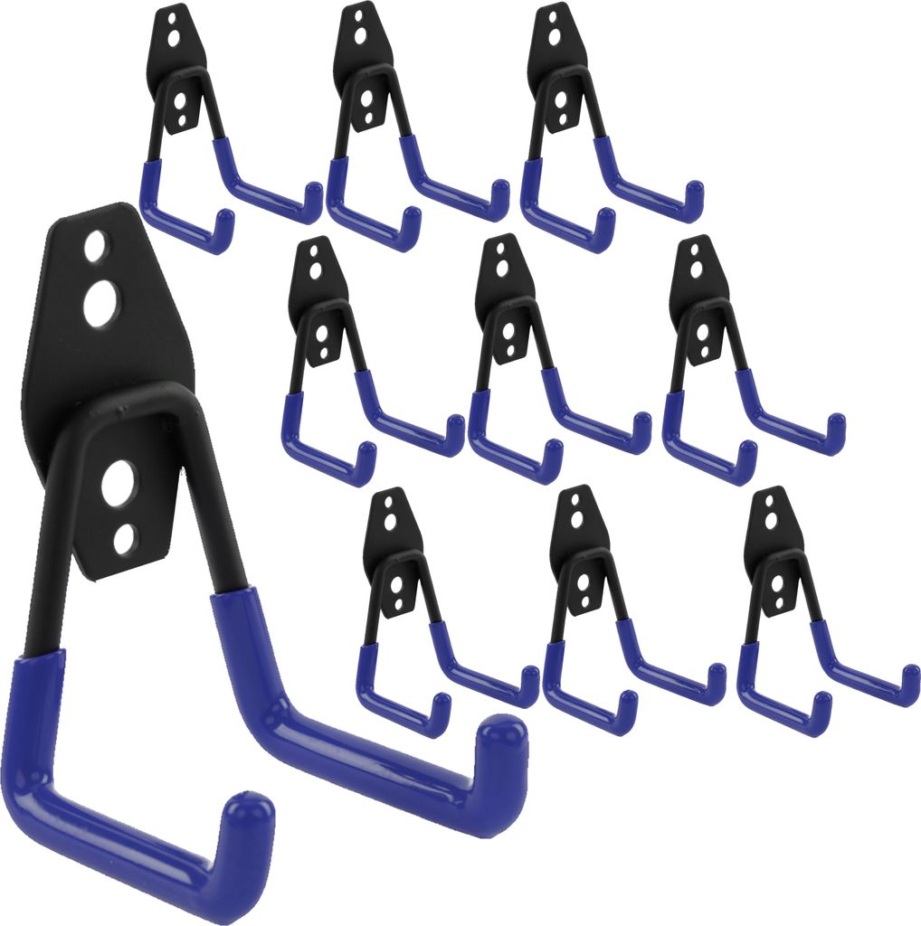Set 10 Stck. Wandhaken von BOTLE, Werkzeughaken, "Geradeförmig" 7cm, stabil mit PVC-Ummantelung, für Garage, Werkstatt, Schuppen, Haken für Spor...