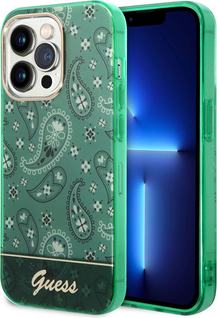 Guess iPhone 14 Pro Hardcase Backcover - Paisley Collection - Green
