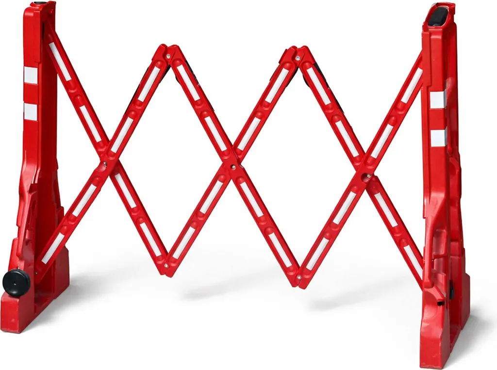 Barrière télescopique Wiltec 200 cm en plastique avec bande réfléchissante