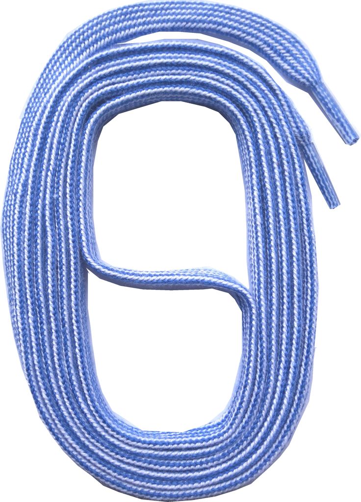 SNORS gestreifte Schnürsenkel flach - WEISS / BLAU - 5mm - Produktbild 