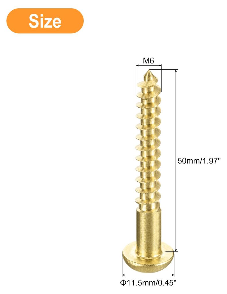 Holzschrauben M6 x 50mm Schlitz Rundkopf Messing Selbstschneidende Schraube Holzschrauben 10 Stš¹ck
