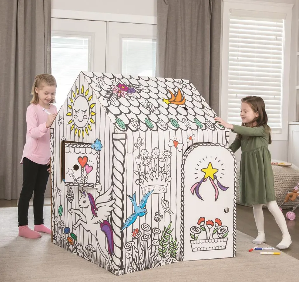 Maison de jeu Licorne sans bords coupants en carton ondulé pour enfant - 6