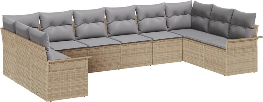 "2026 MODERNE" Gartensofa-set - elegantes Design - Sitzgruppe mit Sofa, Tisch - mit Speicher 10 pcs Beige Poly-Rattan - Terassenmöbel NeuMöbel743658