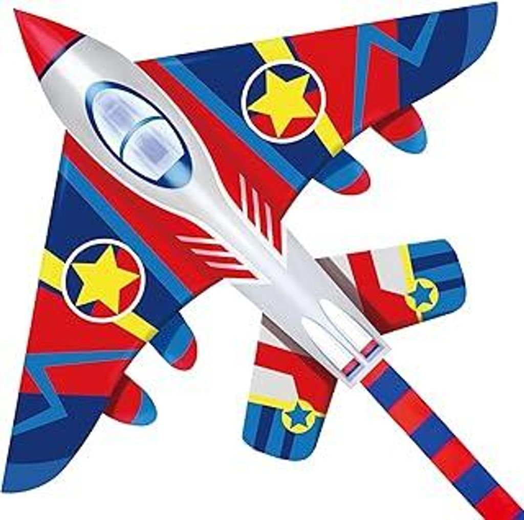 HONBO Kinder Drachen, Fighter Plane Drachen für Kinder und Erwachsene 58”breit mit langem Schwanz, inkl. 60m Drachenschnur und Snap Swivel, Best...