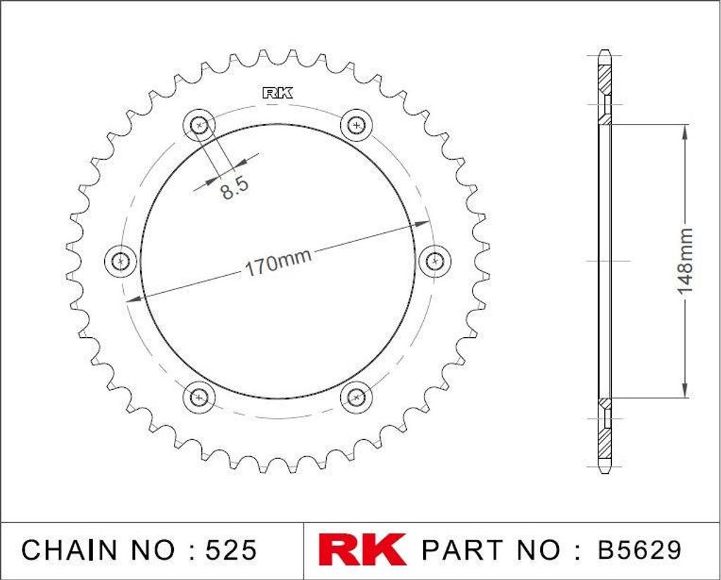 Rk Kettenrad 525 47z Stahl silber